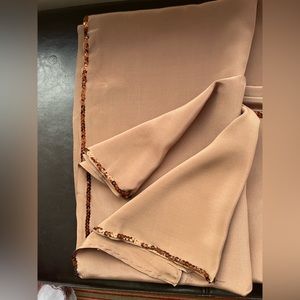 New Saree Crepe pure 100% silk fabric taupe brown sequin border 5.8 yard